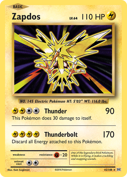 Zapdos (Evolutions SET) (Pokémon) (Basic) (Lightning) (HP: 110) (Rare Holo) (PKM Evolutions SET-51)