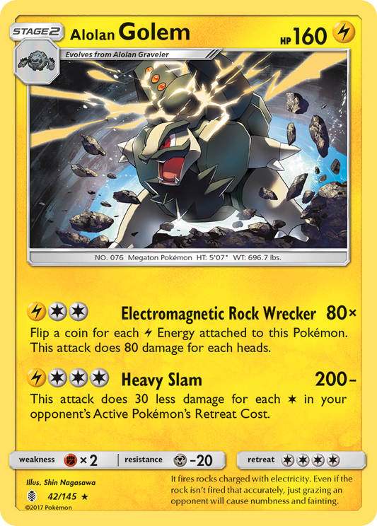Alolan Golem (Guardians Rising SET) (Pokémon) (Stage 2) (Lightning) (HP: 160) (Rare Holo) (PKM Guardians Rising SET-115)