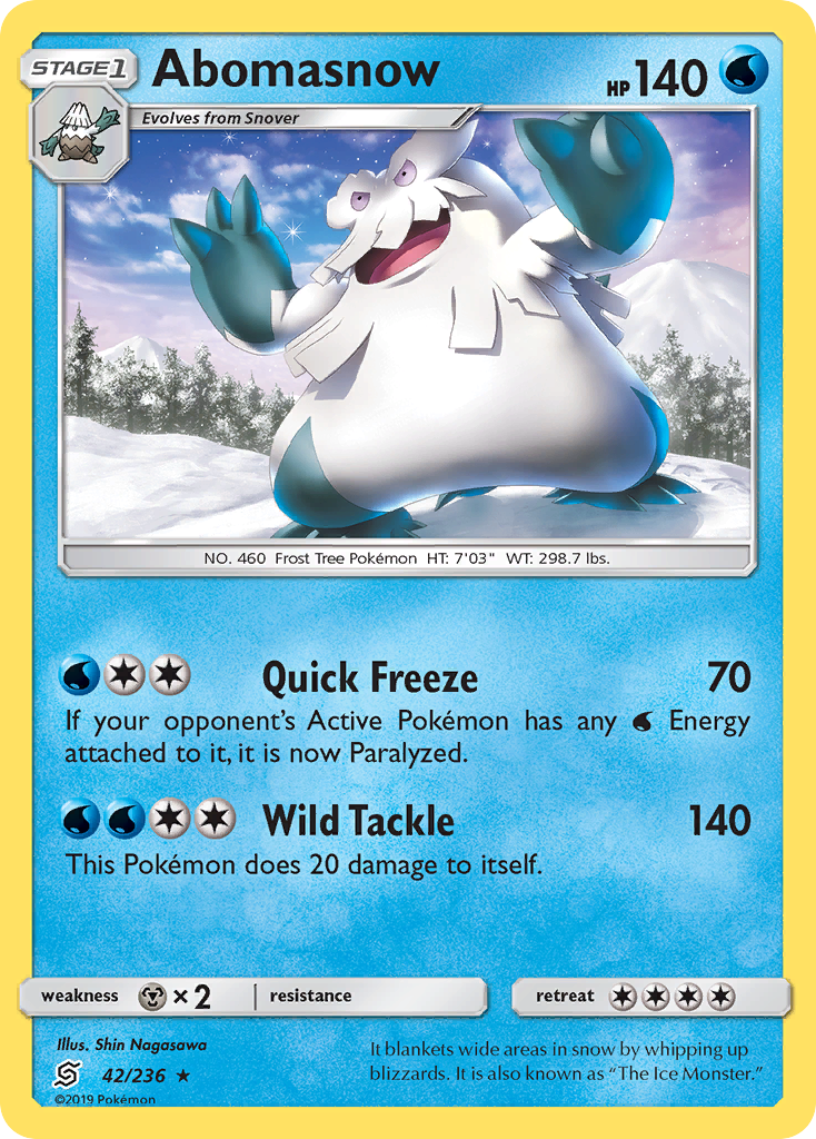 Abomasnow (Unified Minds SET) (Pokémon) (Stage 1) (Water) (HP: 140) (Rare) (PKM Unified Minds SET-198)