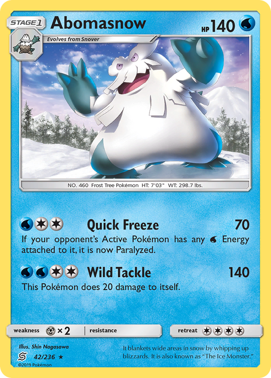 Abomasnow (Unified Minds SET) (Pokémon) (Stage 1) (Water) (HP: 140) (Rare) (PKM Unified Minds SET-198)
