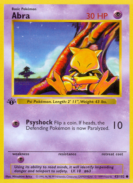 Abra (Base SET) (Pokémon) (Basic) (Psychic) (HP: 30) (Common) (PKM Base SET-41)