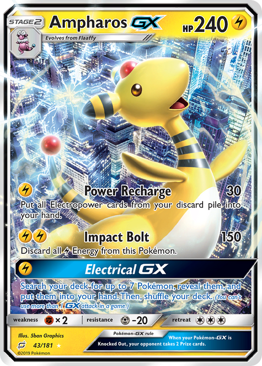 AmpharosGX (Team Up SET) (Pokémon) (Stage 2, GX) (Lightning) (HP: 240) (Rare Holo GX) (PKM Team Up SET-137)