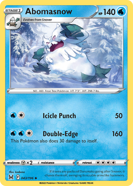 Abomasnow (Lost Origin SET) (Pokémon) (Stage 1) (Water) (HP: 140) (Uncommon) (PKM Lost Origin SET-156)