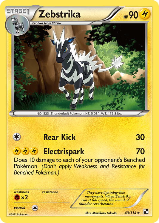 Zebstrika (Black & White SET) (Pokémon) (Stage 1) (Lightning) (HP: 90) (Rare) (PKM Black & White SET-54)