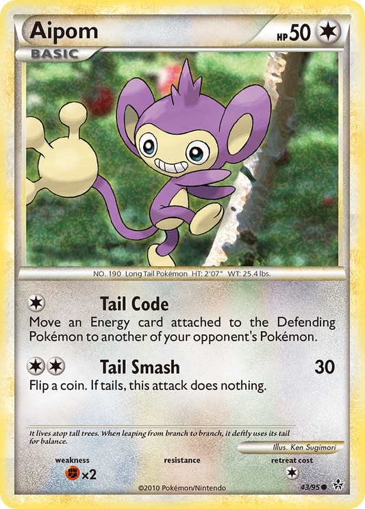Aipom (HS Unleashed SET) (Pokémon) (Basic) (Colorless) (HP: 50) (Common) (PKM HS Unleashed SET-38)