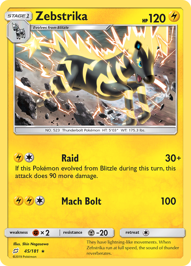 Zebstrika (Team Up SET) (Pokémon) (Stage 1) (Lightning) (HP: 120) (Rare) (PKM Team Up SET-139)