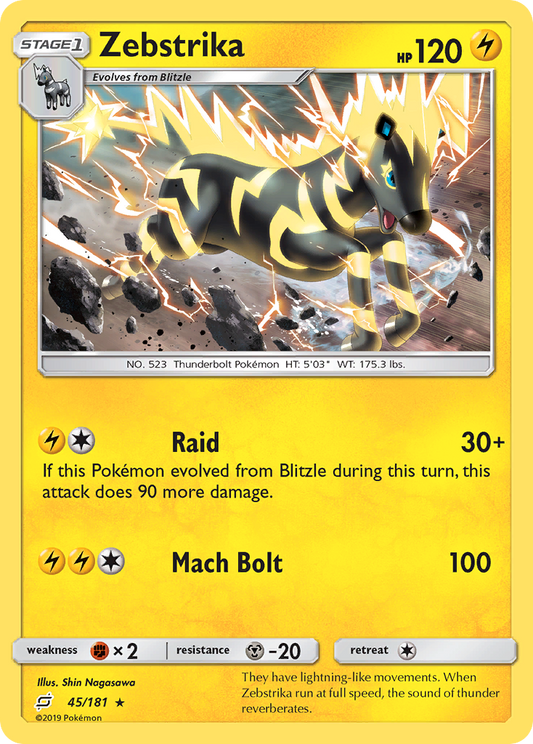 Zebstrika (Team Up SET) (Pokémon) (Stage 1) (Lightning) (HP: 120) (Rare) (PKM Team Up SET-139)