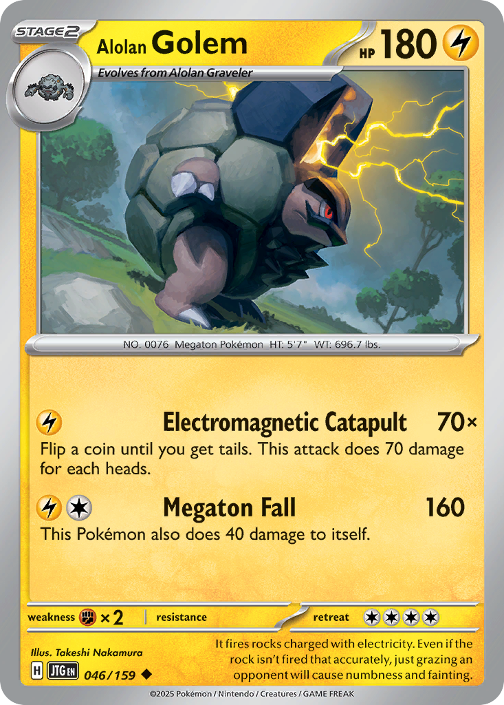 Alolan Golem (Journey Together SET) (Pokémon) (Stage 2) (Lightning) (HP: 180) (Uncommon) (PKM Journey Together SET-132)