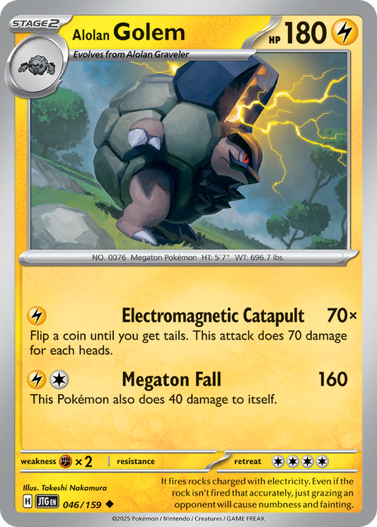 Alolan Golem (Journey Together SET) (Pokémon) (Stage 2) (Lightning) (HP: 180) (Uncommon) (PKM Journey Together SET-132)
