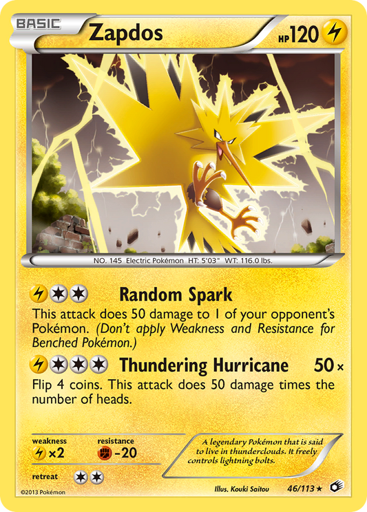 Zapdos (Legendary Treasures SET) (Pokémon) (Basic) (Lightning) (HP: 120) (Rare Holo) (PKM Legendary Treasures SET-57)