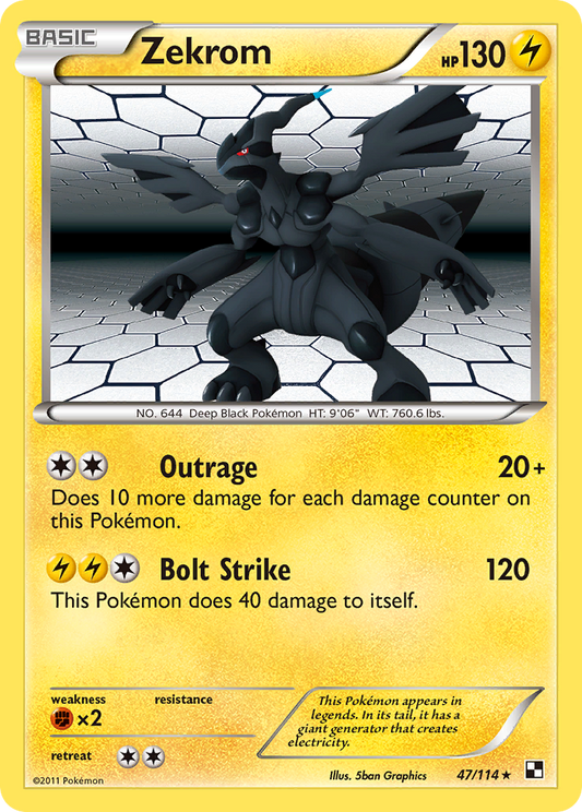 Zekrom (Black & White SET) (Pokémon) (Basic) (Lightning) (HP: 130) (Rare Holo) (PKM Black & White SET-58)