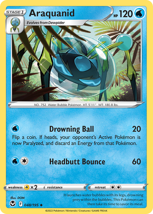 Araquanid (Silver Tempest SET) (Pokémon) (Stage 1) (Water) (HP: 120) (Uncommon) (PKM Silver Tempest SET-159)