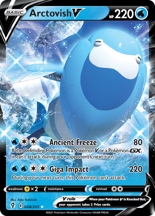 Arctovish V (Evolving Skies SET) (Pokémon) (Basic, V) (Water) (HP: 220) (Rare Holo V) (PKM Evolving Skies SET-181)