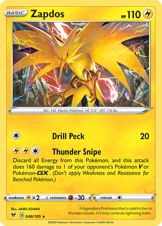 Zapdos (Vivid Voltage SET) (Pokémon) (Basic) (Lightning) (HP: 110) (Rare Holo) (PKM Vivid Voltage SET-147)
