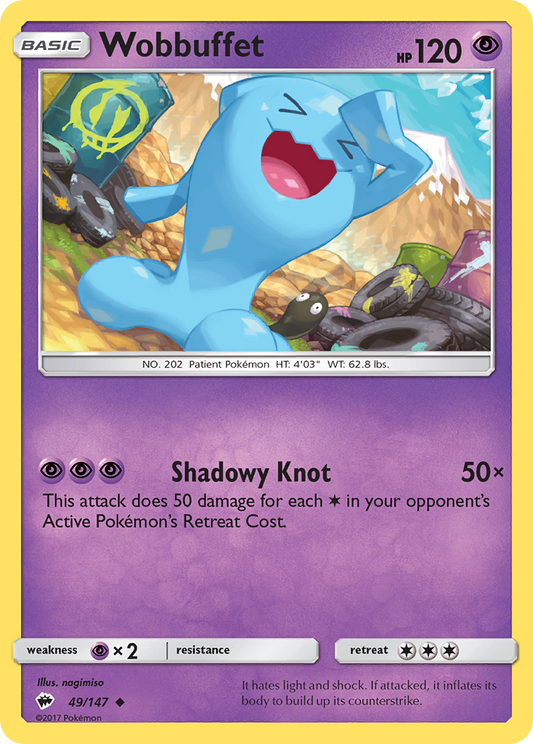 Wobbuffet (Burning Shadows SET) (Pokémon) (Basic) (Psychic) (HP: 120) (Uncommon) (PKM Burning Shadows SET-120)