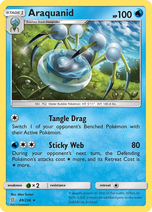 Araquanid (Unified Minds SET) (Pokémon) (Stage 1) (Water) (HP: 100) (Rare) (PKM Unified Minds SET-205)