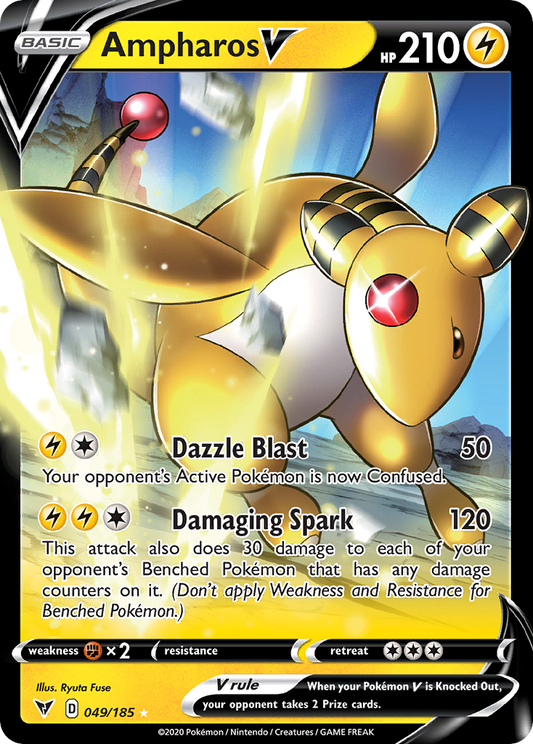 Ampharos V (Vivid Voltage SET) (Pokémon) (Basic, V) (Lightning) (HP: 210) (Rare Holo V) (PKM Vivid Voltage SET-148)