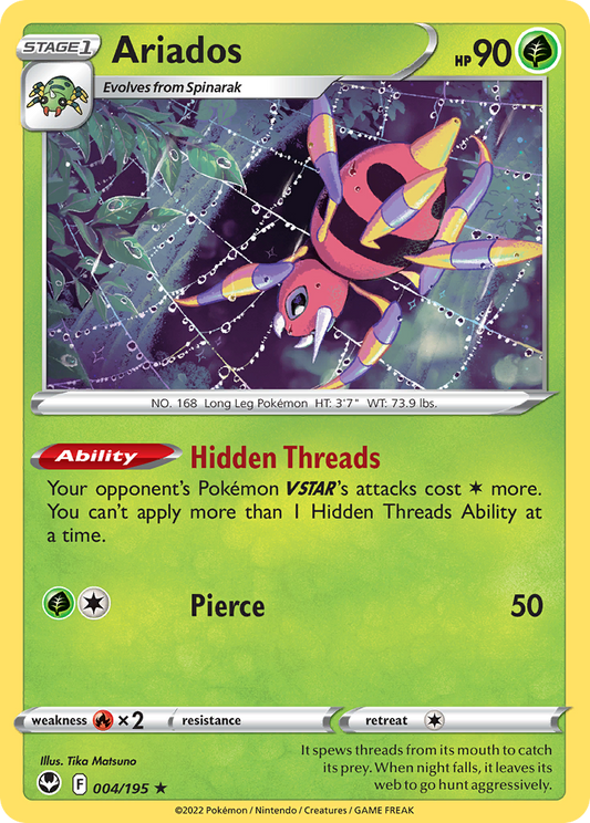 Ariados (Silver Tempest SET) (Pokémon) (Stage 1) (Grass) (HP: 90) (Rare Holo) (PKM Silver Tempest SET-150)