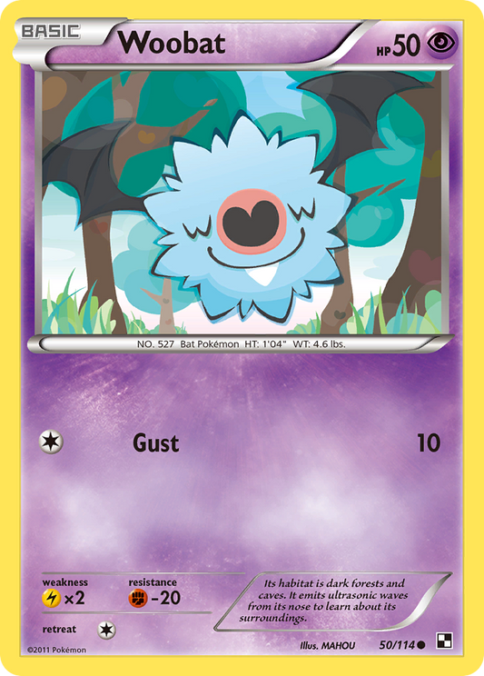 Woobat (Black & White SET) (Pokémon) (Basic) (Psychic) (HP: 50) (Common) (PKM Black & White SET-62)