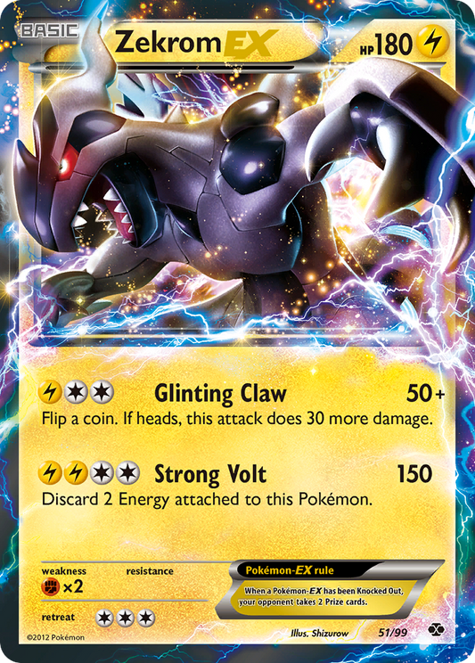 ZekromEX (Next Destinies SET) (Pokémon) (Basic, EX) (Lightning) (HP: 180) (Rare Holo EX) (PKM Next Destinies SET-51)