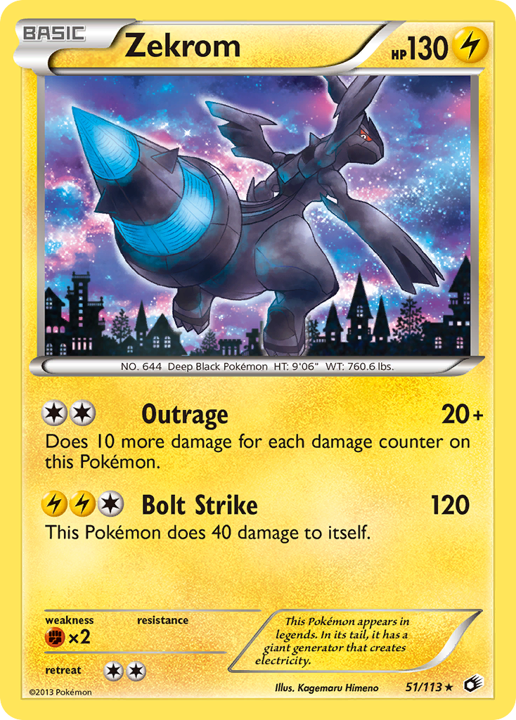 Zekrom (Legendary Treasures SET) (Pokémon) (Basic) (Lightning) (HP: 130) (Rare Holo) (PKM Legendary Treasures SET-63)