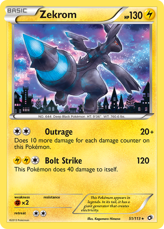 Zekrom (Legendary Treasures SET) (Pokémon) (Basic) (Lightning) (HP: 130) (Rare Holo) (PKM Legendary Treasures SET-63)