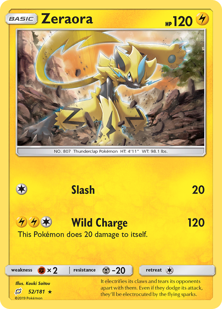 Zeraora (Team Up SET) (Pokémon) (Basic) (Lightning) (HP: 120) (Rare Holo) (PKM Team Up SET-147)