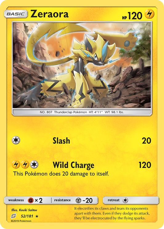 Zeraora (Team Up SET) (Pokémon) (Basic) (Lightning) (HP: 120) (Rare Holo) (PKM Team Up SET-147)