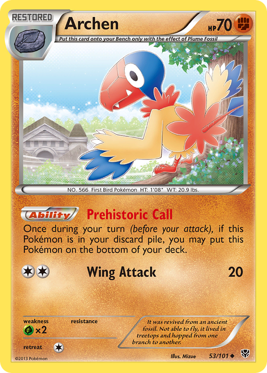 Archen (Plasma Blast SET) (Pokémon) (Restored) (Fighting) (HP: 70) (Uncommon) (PKM Plasma Blast SET-55)