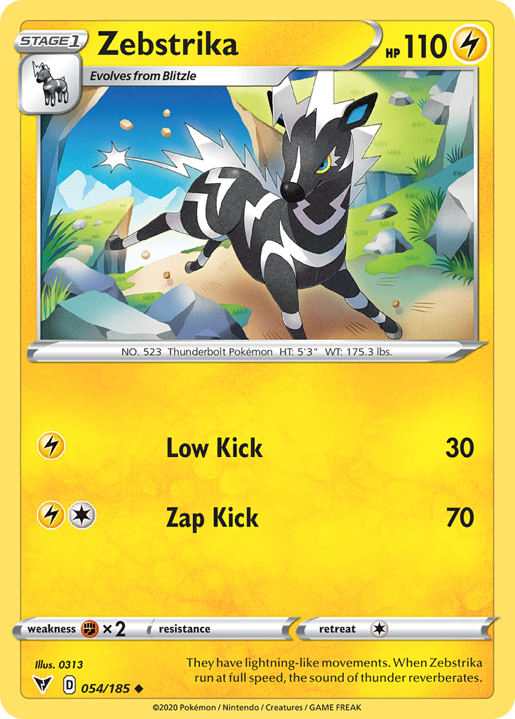 Zebstrika (Vivid Voltage SET) (Pokémon) (Stage 1) (Lightning) (HP: 110) (Uncommon) (PKM Vivid Voltage SET-154)