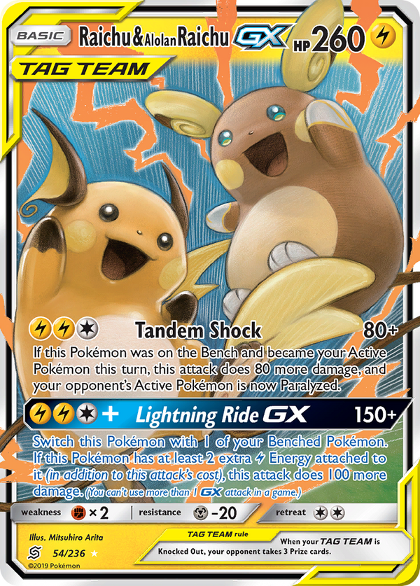 Raichu & Alolan Raichu-GX - Unified Minds SET-54