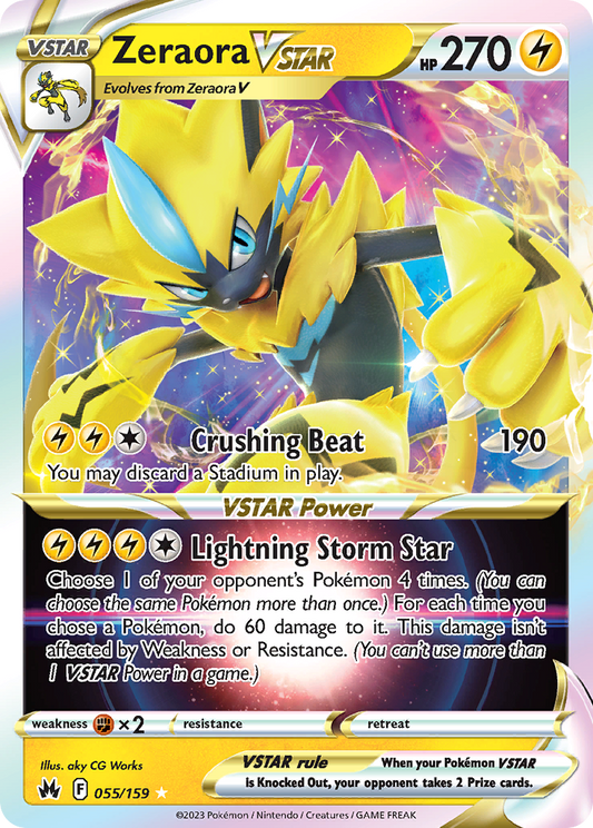 Zeraora VSTAR (Crown Zenith SET) (Pokémon) (VSTAR) (Lightning) (HP: 270) (Rare Holo VSTAR) (PKM Crown Zenith SET-112)