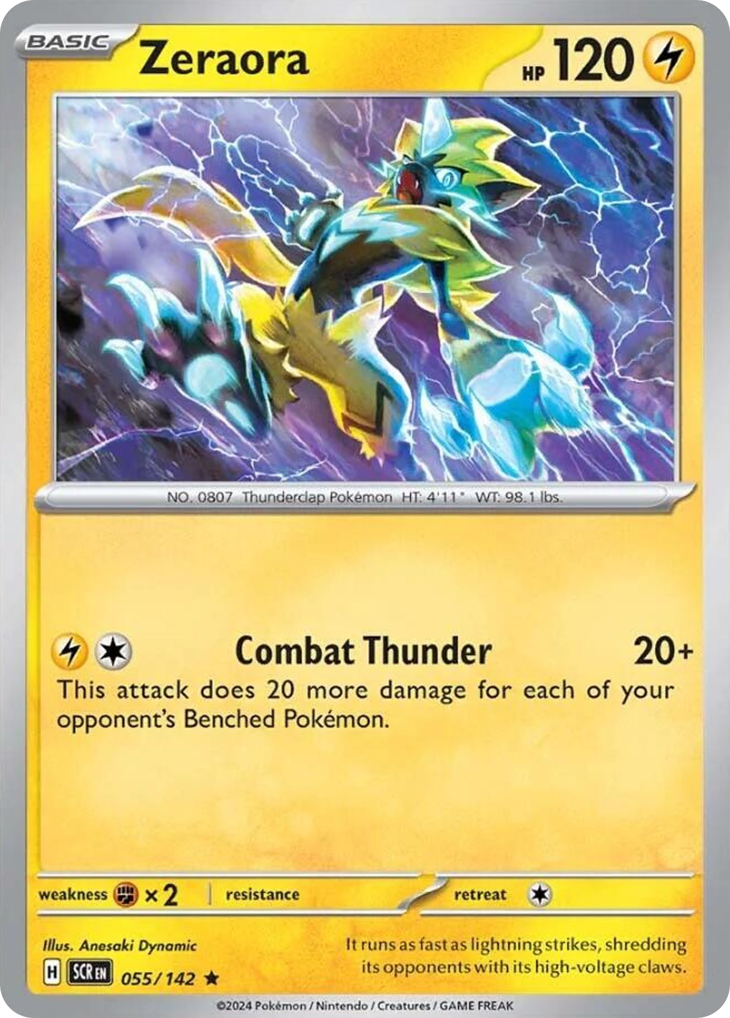Zeraora (Stellar Crown SET) (Pokémon) (Basic) (Lightning) (HP: 120) (Rare) (PKM Stellar Crown SET-127)