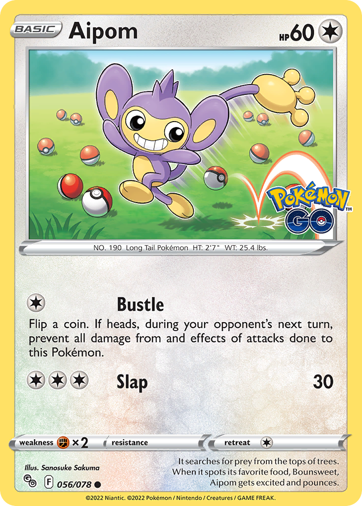 Aipom (Pokémon GO SET) (Pokémon) (Basic) (Colorless) (HP: 60) (Common) (PKM Pokémon GO SET-52)