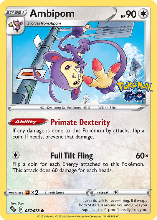 Ambipom (Pokémon GO SET) (Pokémon) (Stage 1) (Colorless) (HP: 90) (Common) (PKM Pokémon GO SET-53)