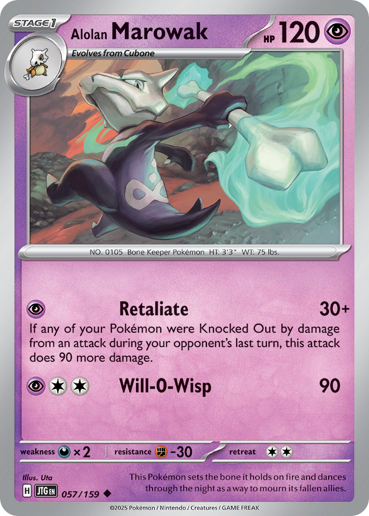 Alolan Marowak (Journey Together SET) (Pokémon) (Stage 1) (Psychic) (HP: 120) (Uncommon) (PKM Journey Together SET-144)