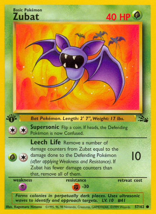 Zubat (Fossil SET) (Pokémon) (Basic) (Grass) (HP: 40) (Common) (PKM Fossil SET-53)