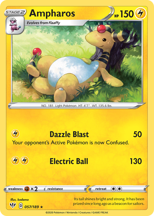 Ampharos (Darkness Ablaze SET) (Pokémon) (Stage 2) (Lightning) (HP: 150) (Rare) (PKM Darkness Ablaze SET-155)