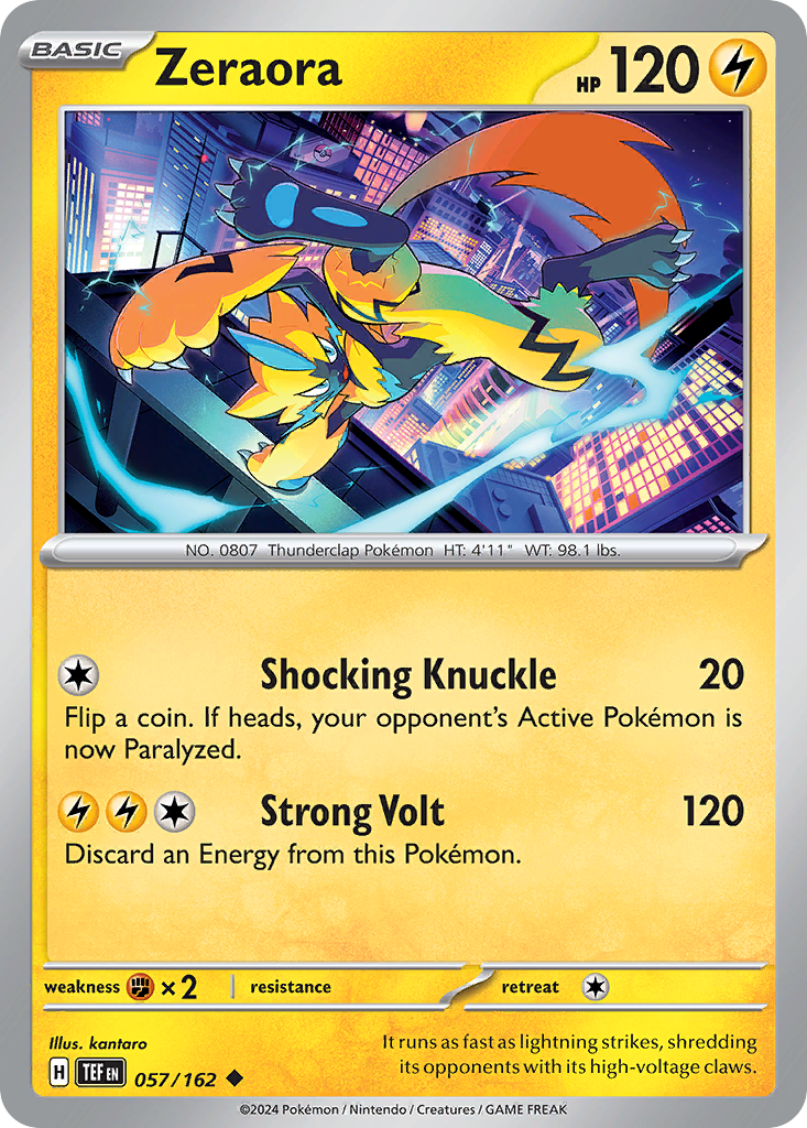 Zeraora (Temporal Forces SET) (Pokémon) (Basic) (Lightning) (HP: 120) (Uncommon) (PKM Temporal Forces SET-172)