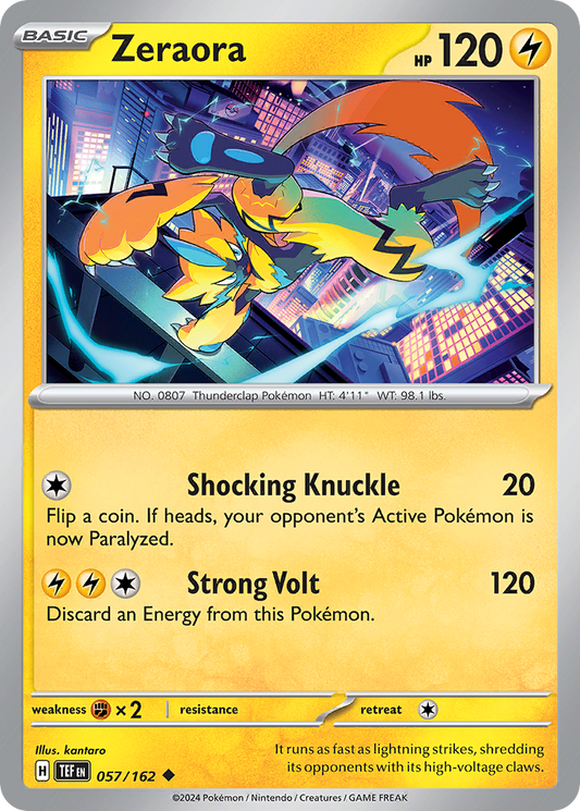 Zeraora (Temporal Forces SET) (Pokémon) (Basic) (Lightning) (HP: 120) (Uncommon) (PKM Temporal Forces SET-172)