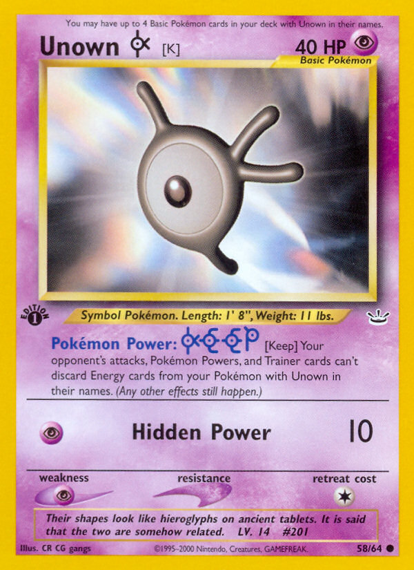Unown [K] - Neo Revelation SET-58