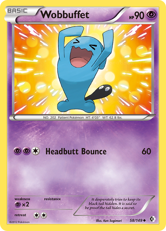 Wobbuffet (Boundaries Crossed SET) (Pokémon) (Basic) (Psychic) (HP: 90) (Uncommon) (PKM Boundaries Crossed SET-108)