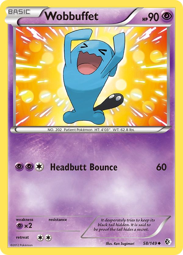 Wobbuffet (Boundaries Crossed SET) (Pokémon) (Basic) (Psychic) (HP: 90) (Uncommon) (PKM Boundaries Crossed SET-108)