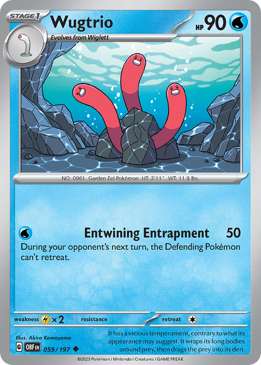 Wugtrio (Obsidian Flames SET) (Pokémon) (Stage 1) (Water) (HP: 90) (Uncommon) (PKM Obsidian Flames SET-186)
