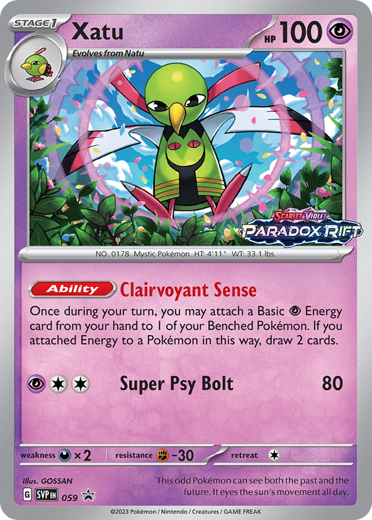 Xatu (Scarlet & Violet Black Star Promos SET) (Pokémon) (Stage 1) (Psychic) (HP: 100) (Promo) (PKM Scarlet & Violet Black Star Promos SET-121)