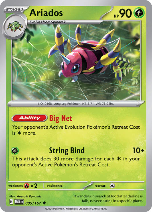 Ariados (Twilight Masquerade SET) (Pokémon) (Stage 1) (Grass) (HP: 90) (Uncommon) (PKM Twilight Masquerade SET-172)