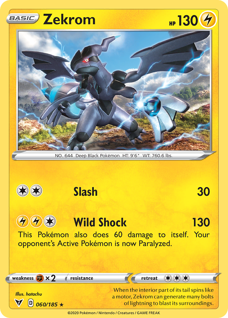 Zekrom (Vivid Voltage SET) (Pokémon) (Basic) (Lightning) (HP: 130) (Rare Holo) (PKM Vivid Voltage SET-161)