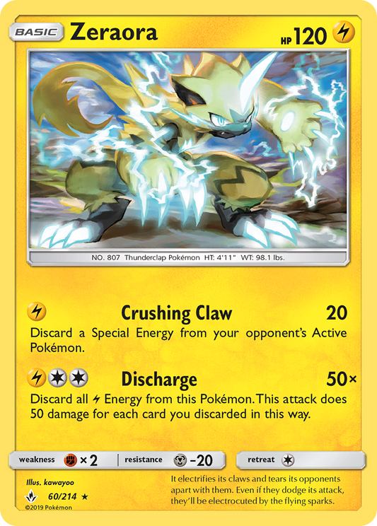 Zeraora (Unbroken Bonds SET) (Pokémon) (Basic) (Lightning) (HP: 120) (Rare) (PKM Unbroken Bonds SET-196)