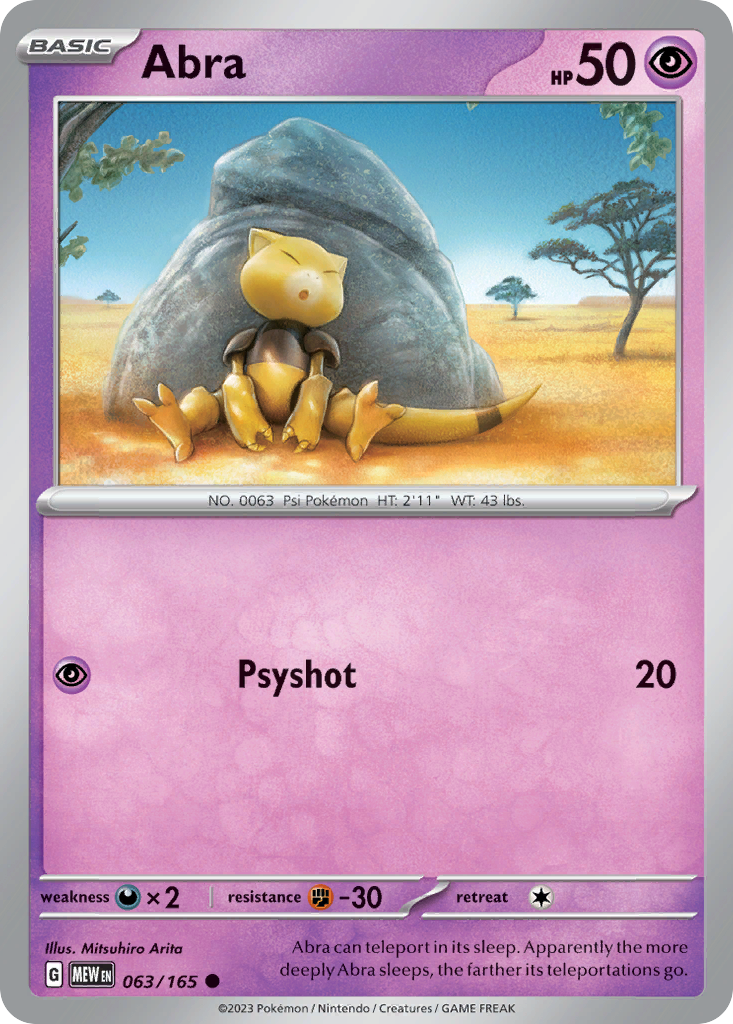 Abra (151 SET) (Pokémon) (Basic) (Psychic) (HP: 50) (Common) (PKM 151 SET-168)
