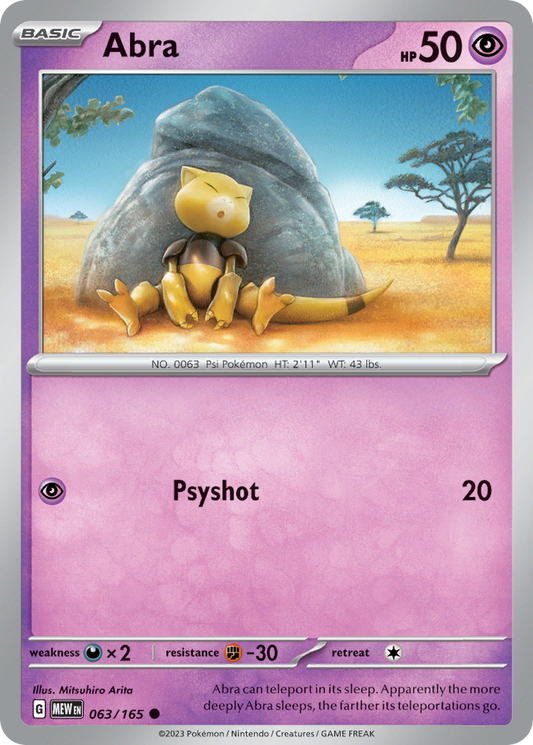 Abra (151 SET) (Pokémon) (Basic) (Psychic) (HP: 50) (Common) (PKM 151 SET-168)